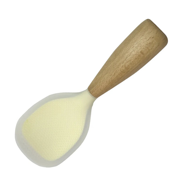 1Pc Silicone Wooden Handle Rice Spoon