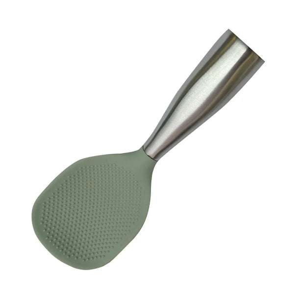 1Pc Silicone Wooden Handle Rice Spoon